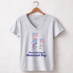 Snoopy and Woodstock Remembering on Memorial Day with American Flags 7 Womens V Neck