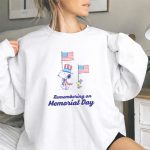 Snoopy and Woodstock Remembering on Memorial Day with American Flags 9 Sweatshirt