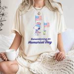 Snoopy and Woodstock Remembering on Memorial Day with American Flags T Shirt 7