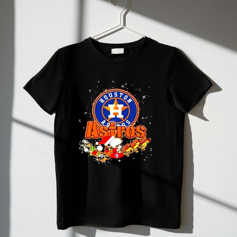 Snoopy And Woodstock Santa Christmas Houston Astros 1 T Shirt