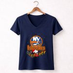 Snoopy and Woodstock Santa Christmas New York Islanders 5 Womens V Neck.jpg