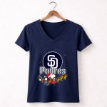 Snoopy and Woodstock Santa Christmas San Diego Padres 5 Womens V Neck.jpg