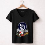 Snoopy and Woodstock Santa Christmas San Diego Padres 7 Womens V Neck.jpg