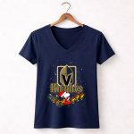 Snoopy and Woodstock Santa Christmas Vegas Golden Knights 5 Womens V Neck.jpg