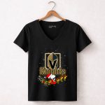 Snoopy and Woodstock Santa Christmas Vegas Golden Knights 7 Womens V Neck.jpg