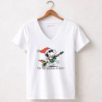 Snoopy and Woodstock Santa Rocking Guitars Tis The Season to Rock 5 Womens V Neck 1.jpg