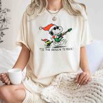 Snoopy and Woodstock Santa Rocking Guitars Tis The Season to Rock T Shirt 7 1.jpg