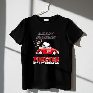 Snoopy and Woodstock driving car Carolina Hurricanes forever not just when we win 1 T Shirt.jpg