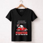 Snoopy and Woodstock driving car Carolina Hurricanes forever not just when we win 7 Womens V Neck.jpg