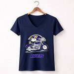Snoopy and Woodstock driving motorbike Baltimore Ravens 5 Womens V Neck