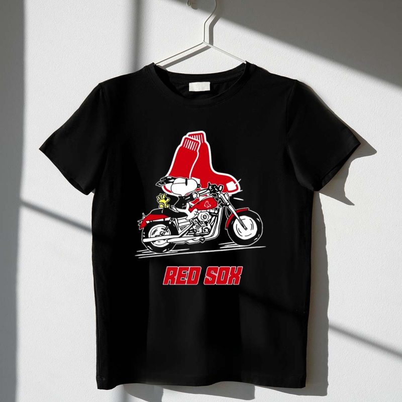 Snoopy And Woodstock Driving Motorbike Boston Red Sox 1 T Shirt