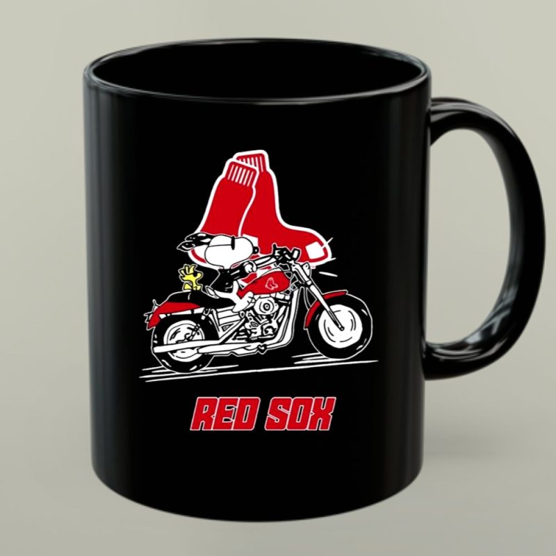 Snoopy And Woodstock Driving Motorbike Boston Red Sox 1 Mug.jpg