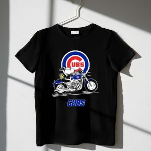 Snoopy And Woodstock Driving Motorbike Chicago Cubs Shirt