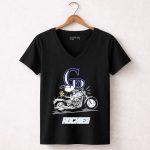 Snoopy and Woodstock driving motorbike Colorado Rockies 7 Womens V Neck.jpg