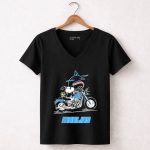 Snoopy and Woodstock driving motorbike Miami Marlins 7 Womens V Neck.jpg