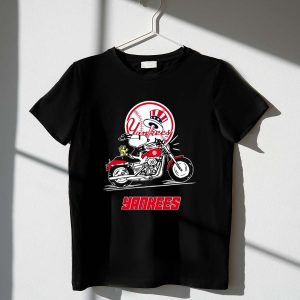 Snoopy And Woodstock Driving Motorbike New York Yankees Shirt