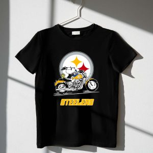 Snoopy And Woodstock Driving Motorbike Pittsburgh Steelers Shirt