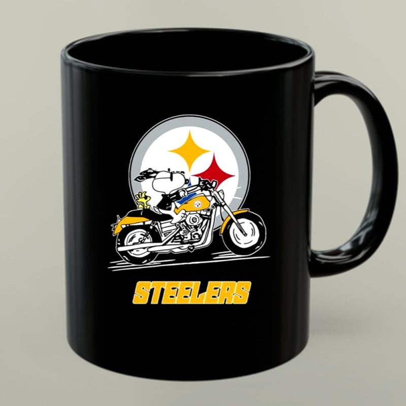Snoopy And Woodstock Driving Motorbike Pittsburgh Steelers 1 Mug.jpg