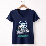 Snoopy and Woodstock driving motorbike Seattle Mariners 5 Womens V Neck.jpg