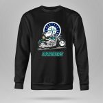 Snoopy and Woodstock driving motorbike Seattle Mariners 9 Sweatshirt.jpg