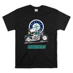 Snoopy and Woodstock driving motorbike Seattle Mariners T Shirt 6.jpg