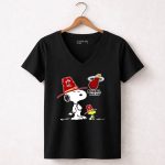Snoopy and Woodstock in Miami Heat Hats with Team 6 Womens V Neck