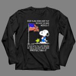 Snoopy and Woodstock with American Flag Tribute to Soldiers 4 Long Sleeves