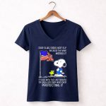 Snoopy and Woodstock with American Flag Tribute to Soldiers 5 Womens V Neck