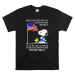 Snoopy and Woodstock with American Flag Tribute to Soldiers T Shirt 6