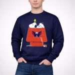 Snoopy and Woodstock with Washington Capitals Logo on Doghouse Hockey 3 Sweatshirt.jpg