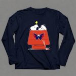 Snoopy and Woodstock with Washington Capitals Logo on Doghouse Hockey 6 Long Sleeves.jpg