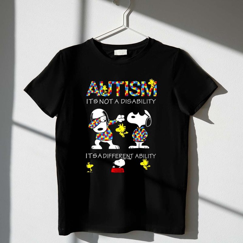Snoopy And Woodstocks Autism Its Not A Disability Its A Different Ability 1 T Shirt