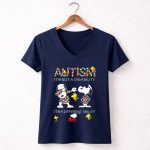 Snoopy and Woodstocks Autism Its Not A Disability Its A Different Ability 5 Womens V Neck