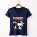 Snoopy and Woodstocks Makes Me Drink Beer With Florida State Seminoles 5 Womens V Neck.jpg