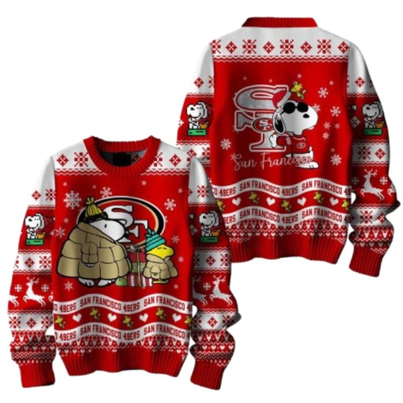 Snoopy And Woodstocks San Francisco 49Ers Christmas Ugly Sweater 1.Jpg