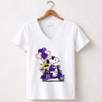 Snoopy and Woodstocks Valentine LSU Tigers 5 Womens V Neck 1.jpg