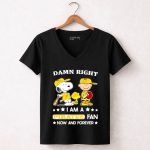 Snoopy and friends Damn right I am a Pittsburgh Pirates fan now and forever 7 Womens V Neck.jpg