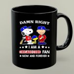 Snoopy and friends Peanuts Damn right I am a Chicago Cubs baseball fan now and forever 1 mug.jpg