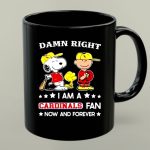Snoopy and friends Peanuts Damn right I am a St Louis Cardinals baseball fan now and forever 1 mug.jpg