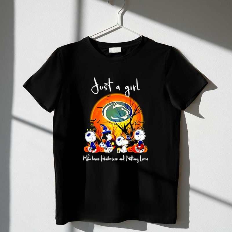Snoopy And Friends Penn State Nittany Lions Just A Girl Who Loves Halloween 1 T Shirt.jpg