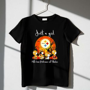 Snoopy And Friends Just A Girl Who Loves Halloween And Steelers Shirt