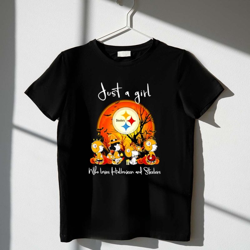 Snoopy And Friends Just A Girl Who Loves Halloween And Steelers 1 T Shirt