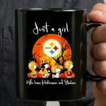Snoopy and friends just a girl who loves Halloween and Steelers 3 mug.jpg
