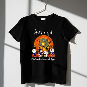 Snoopy and friends x Auburn Tigers Just a girl who loves Halloween 1 T Shirt.jpg