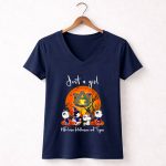 Snoopy and friends x Auburn Tigers Just a girl who loves Halloween 5 Womens V Neck.jpg