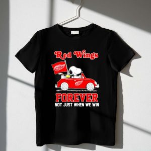 Snoopy And Woodstock Driving Car Detroit Red Wings Forever Not Just When We Win Shirt