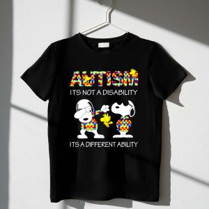 Snoopy autism its not a disability its a different ability shirt 1 T Shirt