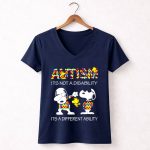 Snoopy autism its not a disability its a different ability shirt 5 Womens V Neck