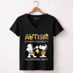 Snoopy autism its not a disability its a different ability shirt 5 Womens V Neck1