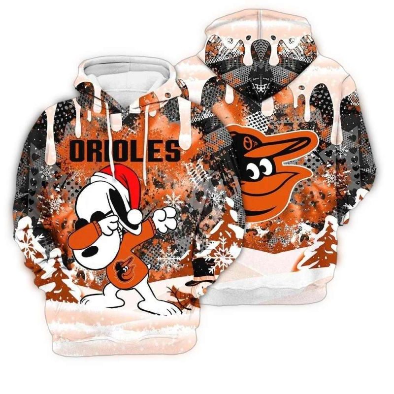 Snoopy Dabbing Baltimore Orioles Christmas Aop Hoodie 1.Jpg